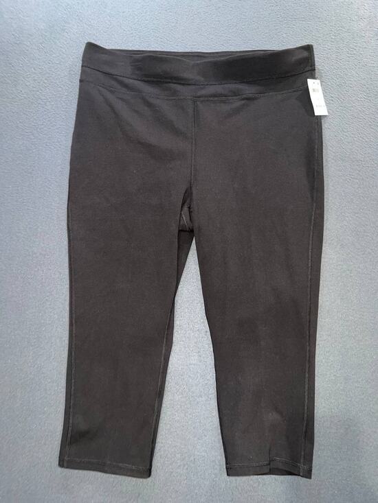 Ideology Pants - ID Ideology Size Plus 2X Leggings Colorblocked Cropped Storm Black A010097